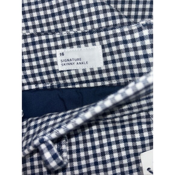 NWT GAP Womens Size 16 Blue/White Gingham Signature Skinny Ankle Pants - Picture 4 of 7